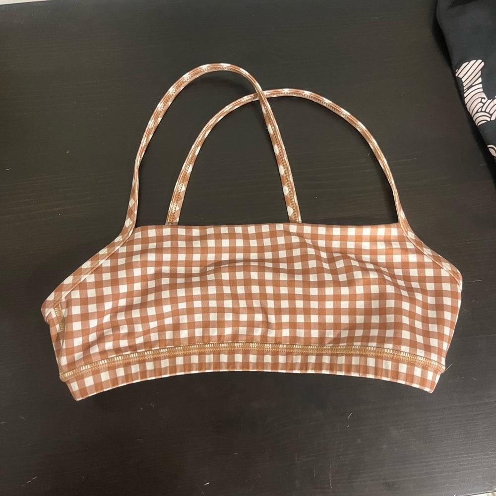 Fleo Brown Checkered Sports Bra